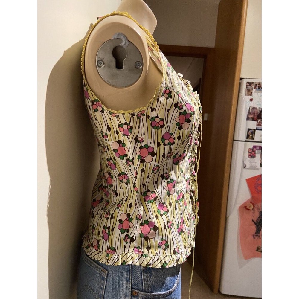 🌱 LISA HO cute Designer sleeveless cotton corset Blouse Shirt Top 10 lace up - Picture 10 of 16
